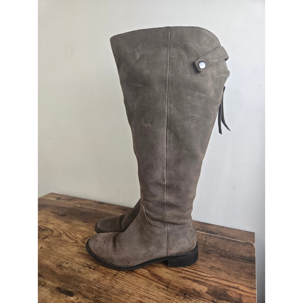 Franco Sarto Brenna Tall Boots Womens 8M Wide Calf Grey Leather Over The Knee
